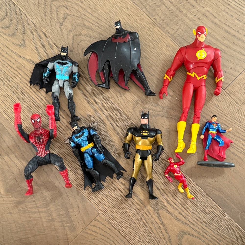 Dc marvel Batman, flash, superman and spider man action figures